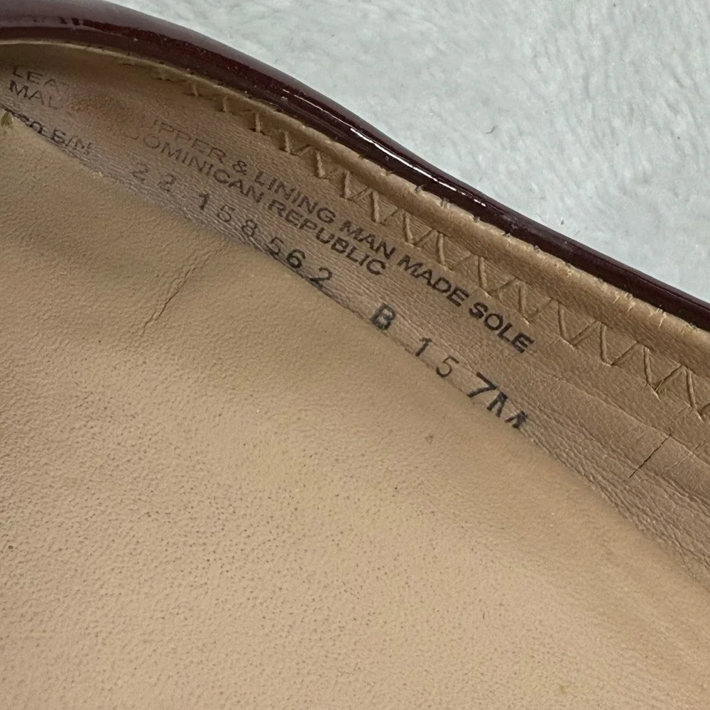 Tory Burch Reva Ballet Flats Burgundy Patent Leather Gold Medallion Womens‎ 7M